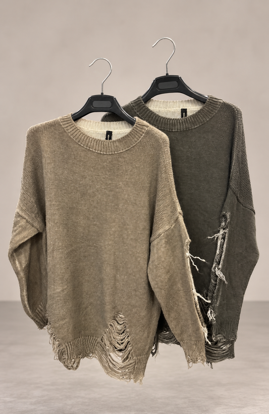 Pull oversize effet déchiré