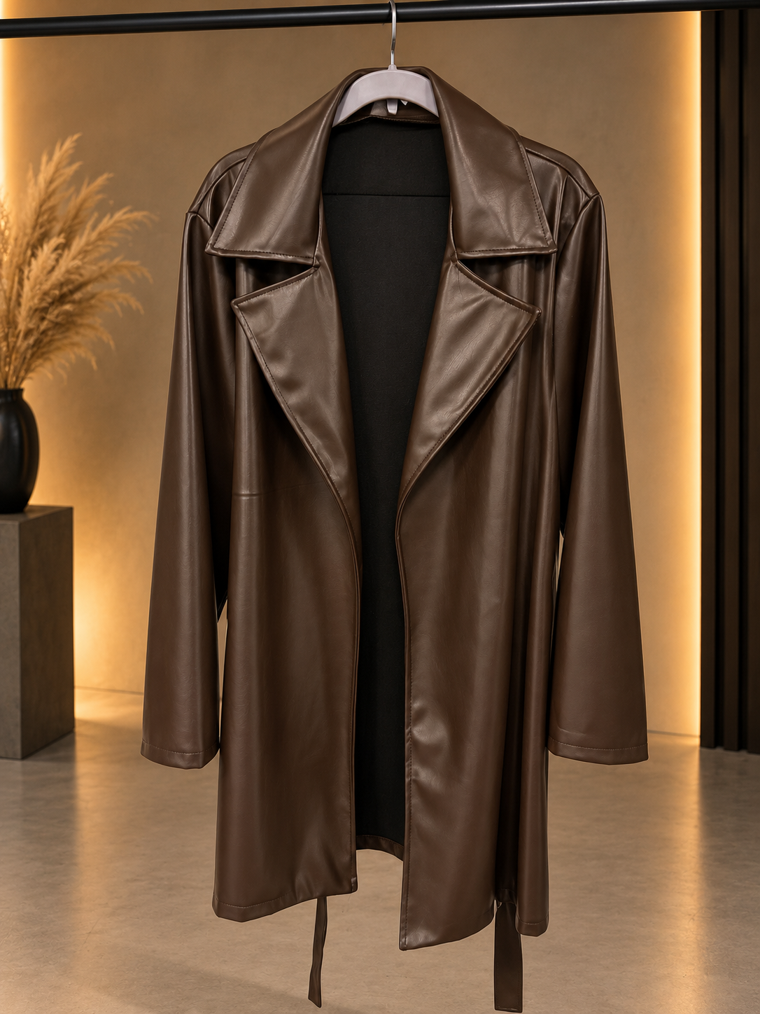 🧥 Trench Long en Simili Cuir – Chic & Tendance ✨