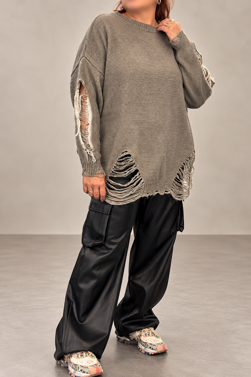 Pull oversize effet déchiré