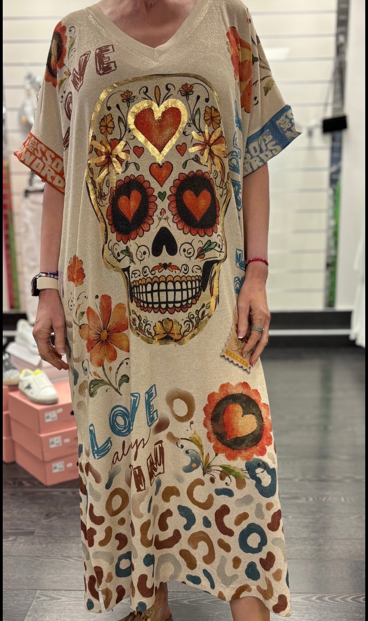 Robe longue à motifs