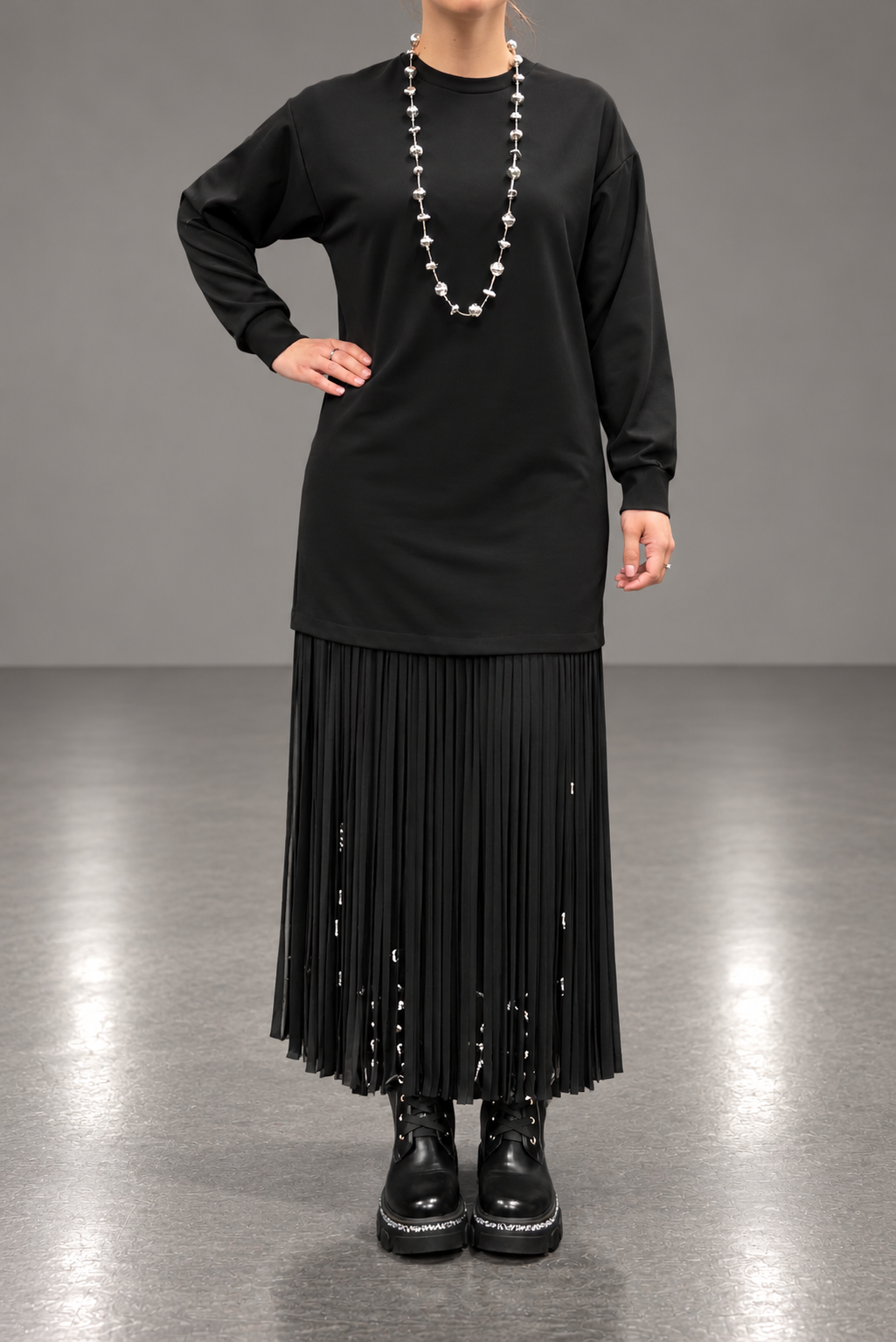 Robe Sweat Longue Poudré – Détail Franges & Esprit Bohème