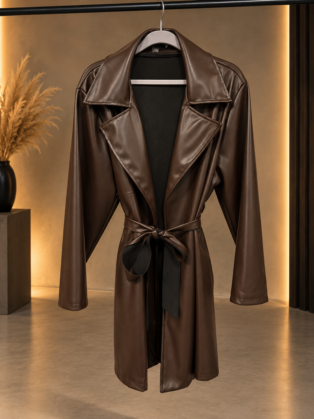 🧥 Trench Long en Simili Cuir – Chic & Tendance ✨