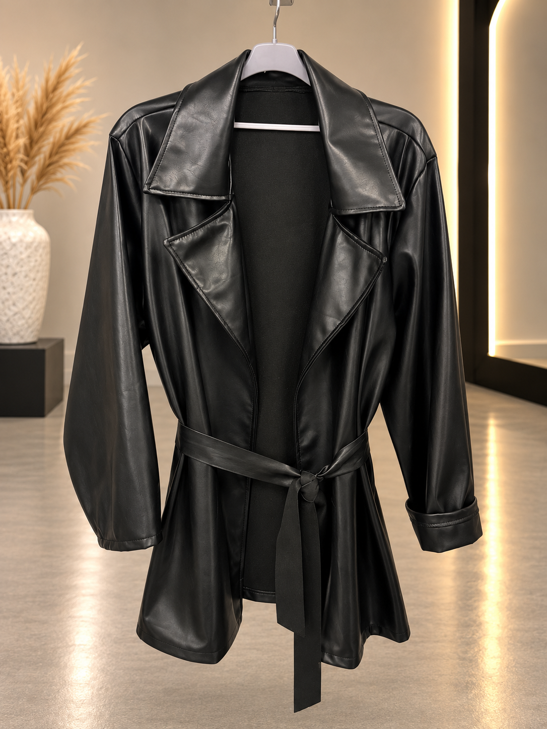 🧥 Trench Long en Simili Cuir – Chic & Tendance ✨