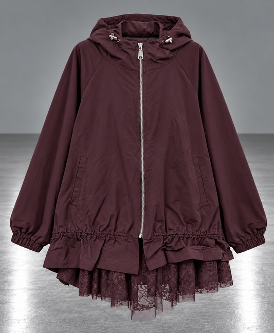 🧥 Veste à Capuche avec Dentelle – Chic & Bohème ✨