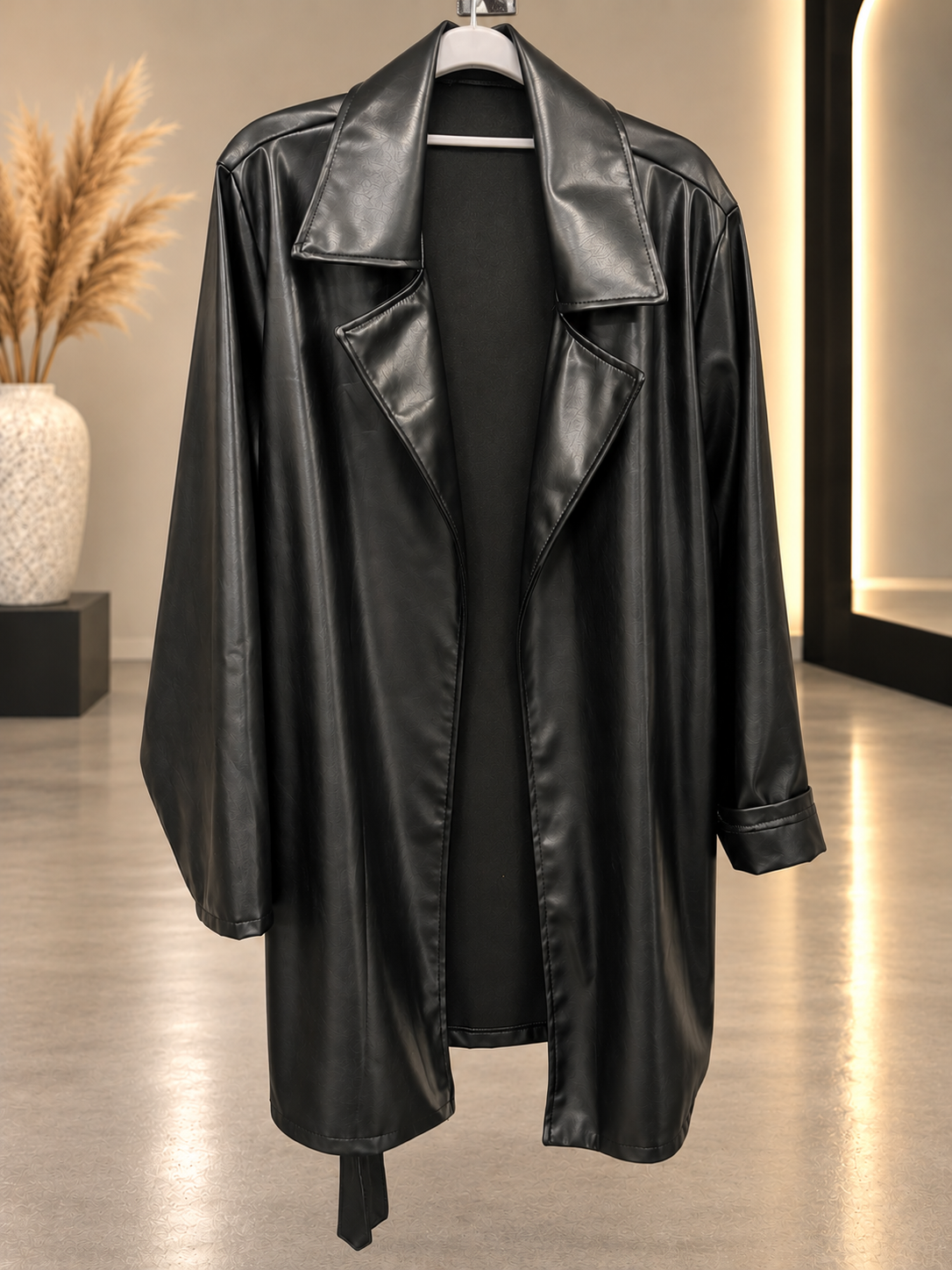 🧥 Trench Long en Simili Cuir – Chic & Tendance ✨
