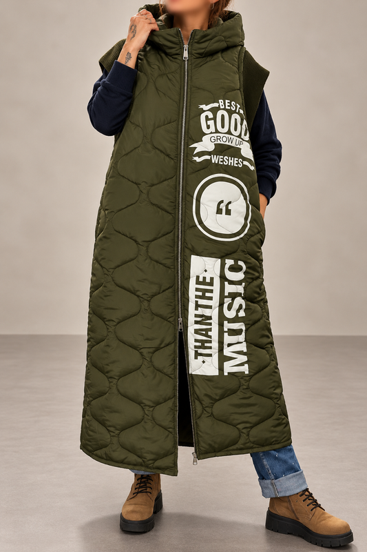 🧥 Doudoune Longue Sans Manches à Capuche – Style Streetwear ✨