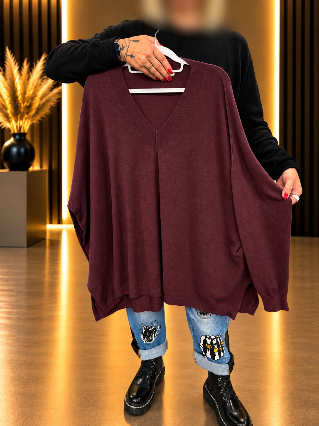 💕 Pull Oversize Col V – Douceur & Tendance ✨
