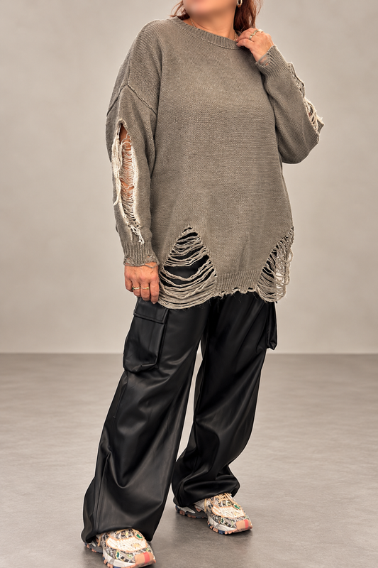 Pull oversize effet déchiré