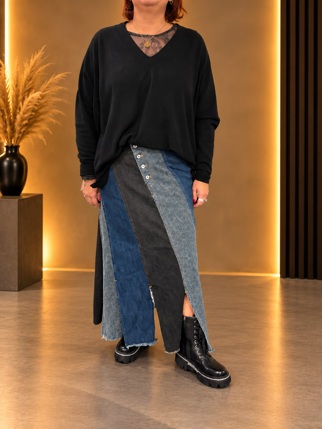 💙 Jupe Longue en Jean Patchwork – Originale & Tendance ✨